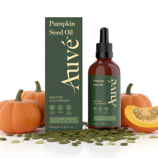 Auvé Hair Oil 100ml: 100% Pure Cold-Pressed Pumpkin Seed Oil for Hair Growth - Rich in Omegas 3 & 6, Zinc & Antioxidants - Natural for Thicker-Looking Hair, Beautiful Skin, & Healthy Nails