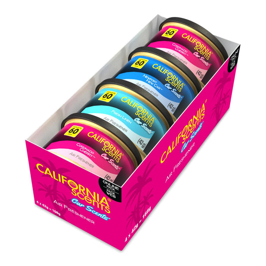 California Scents Car Scents Car Air Freshener Assortment - 4 Count, Auto Air Freshener Variety Pack, Great for Cars, 4 Pack