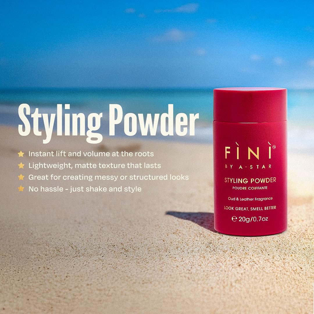 Fini By A-Star Styling Powder – Oud Fragrance, Matte Finish, Volumizing & Texturizing Hair Powder for Men, Easy to Wash Out, Non-Greasy