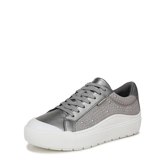Dr. Scholl's Shoes Women's Time Off Sneaker Pewter Metallic Pearls 9 M
