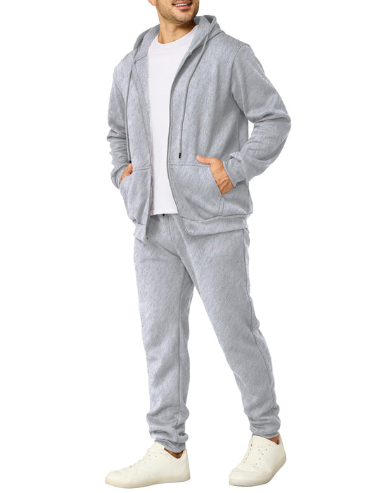Mens Sweatsuits 2 Piece Casual Full Zip Tracksuits Zip Up Hoodie and Sweatpants Set Athletic Sweat Suits(M,Light Grey)