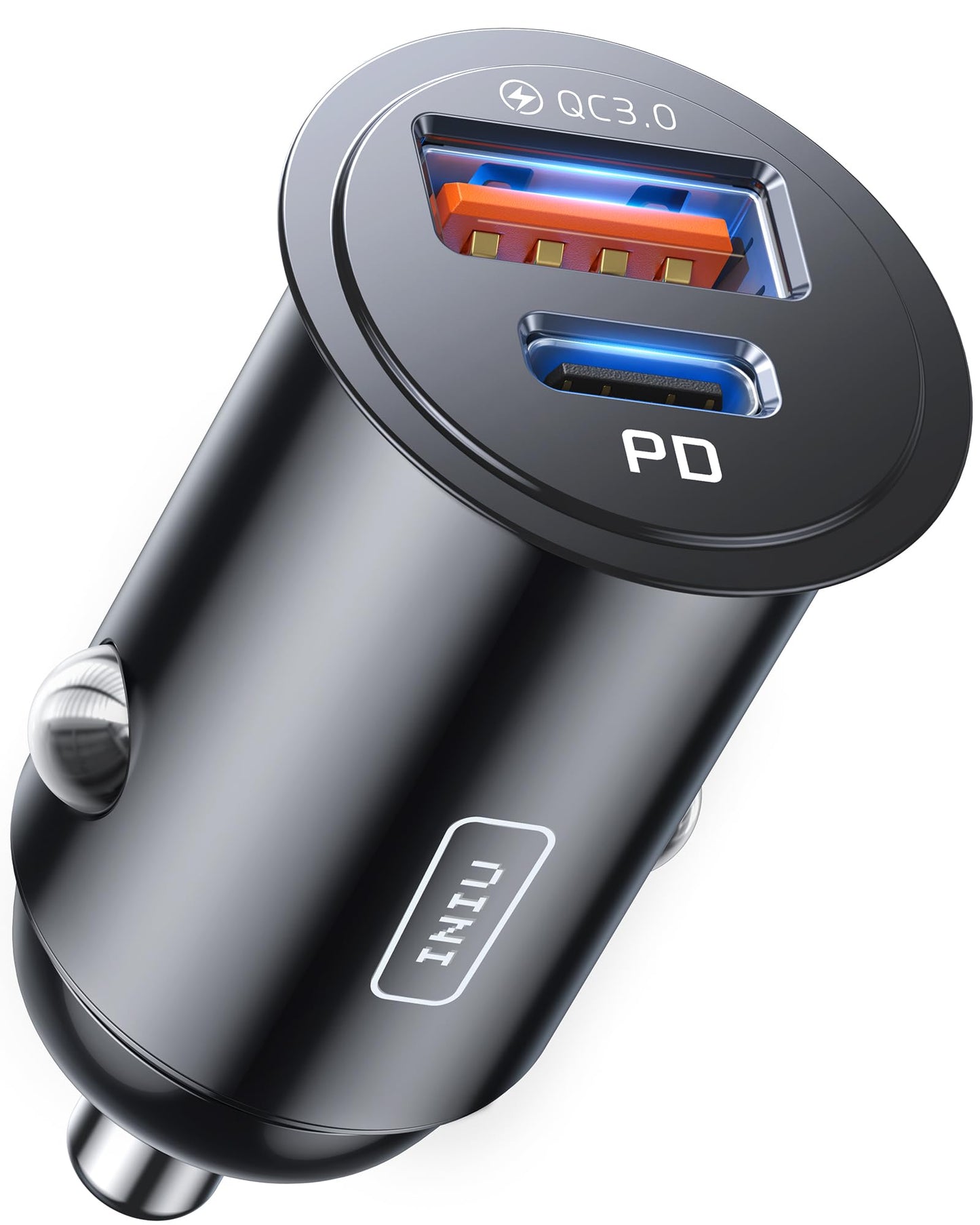 INIU Car Charger, Cigarette Lighter USB Charger Total 60W [USB C 30W+USB A 30W] 12V USB Socket, PD3.0 Fast Charge Car Phone Charger Metal Adapter for iPhone 17 16 15 14 13 Pro Max iPad Samsung Google