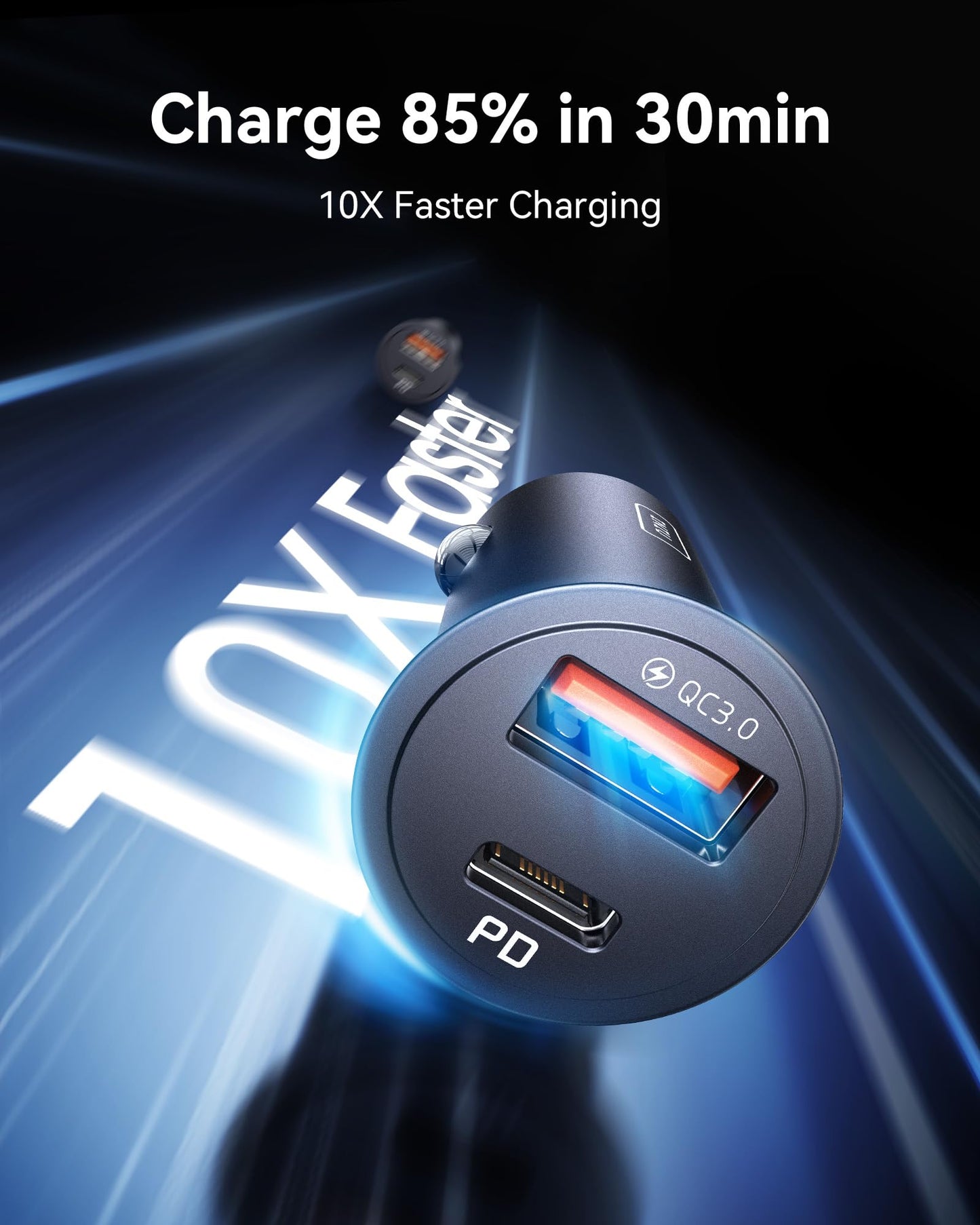 INIU Car Charger, Cigarette Lighter USB Charger Total 60W [USB C 30W+USB A 30W] 12V USB Socket, PD3.0 Fast Charge Car Phone Charger Metal Adapter for iPhone 17 16 15 14 13 Pro Max iPad Samsung Google