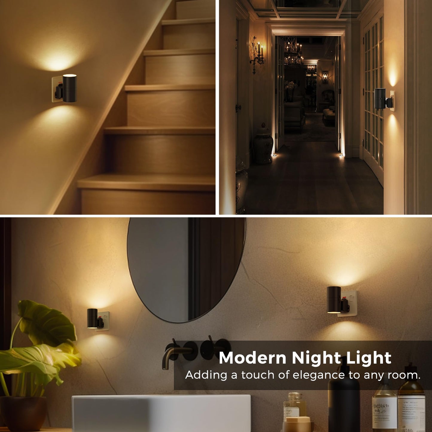 LOHAS-LED Night Light Plug in Wall, Dimmable Night Light with Dusk to Dawn Sensor, [1 Pack] Adjustable Brightness 100LM, Warm White 3000K, Plug in Nightlight for Hallway Bedroom Stair Bathroom Toddler