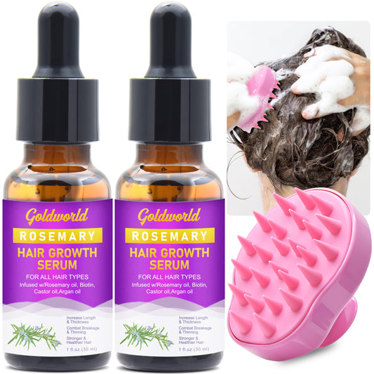 Rosemary Oil for Hair Growth,Diluted Rosemary Oil with Sclap Massager&Ebook,Hair Growth Oil Serum with Castor Oil Biotin Argan for Dry Damaged Hair,Hair Ingrown Loss Treatments for Women Men